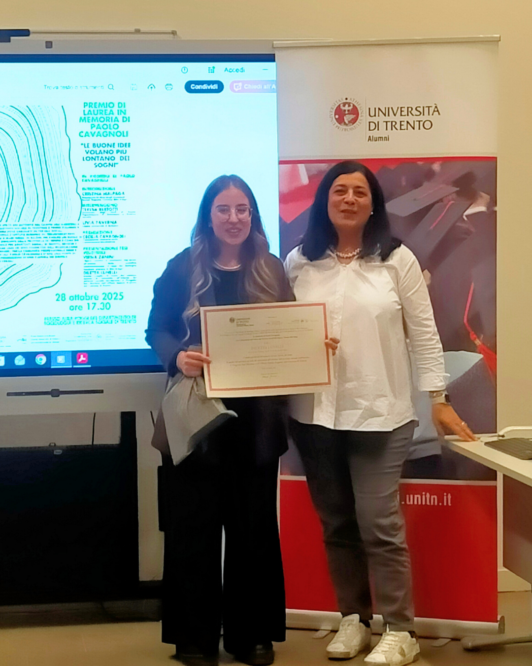 Cecilia Cavagnoli con la premiata Diletta Lunelli
