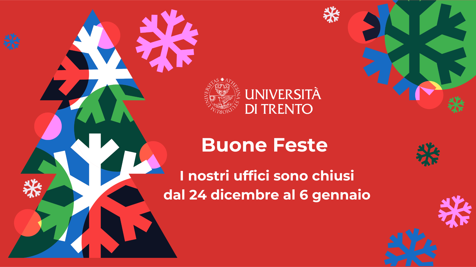 Chiusura ufficio Alumni da mercoledì 24 dicembre a martedì 6 gennaio
